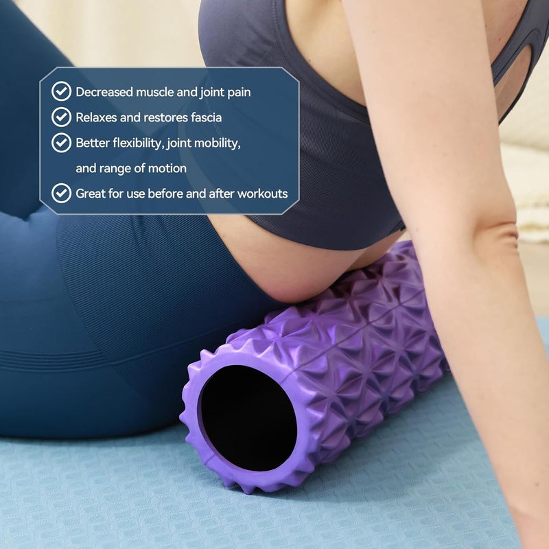 Zmarthumb Foam Roller - 15 inch Deep Tissue Massager for Muscle Massage, Myofascial Trigger Point Release, Exercise, Yoga, Pilates & Stretching(Purple) - Image 4